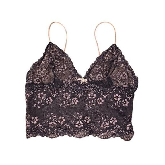 Victoria's Secret Other - Victoria’s Secret Black Floral Lace Bralette M — Y2K Retro Trendy Scallop Edge S